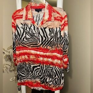 Carine Newport Women's Zebra Print Top - Red and Black